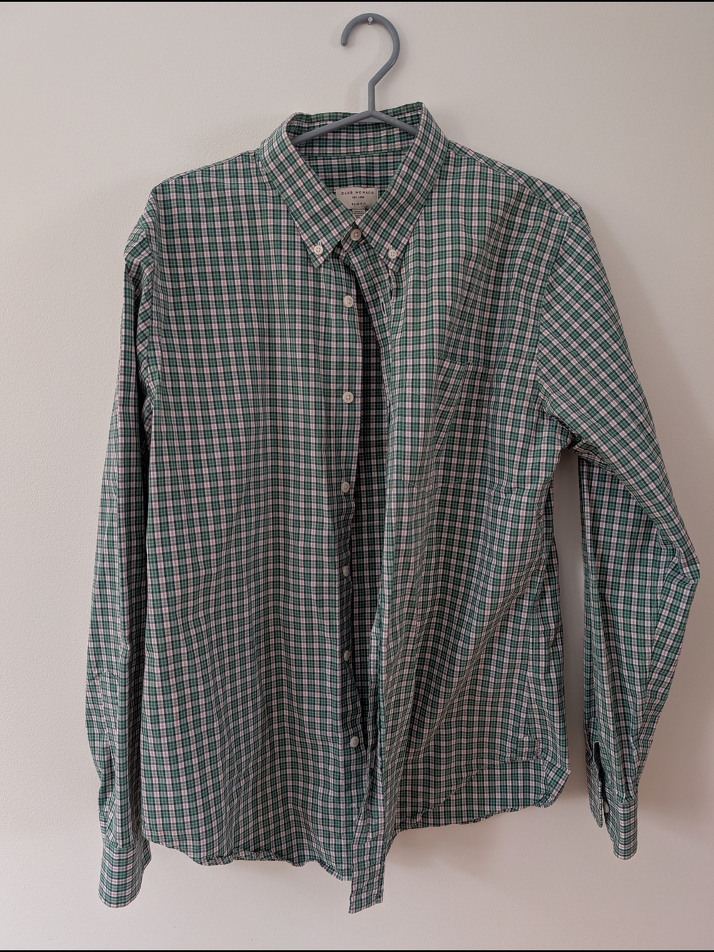 Club Monaco Green Plaid Button-Down Shirt